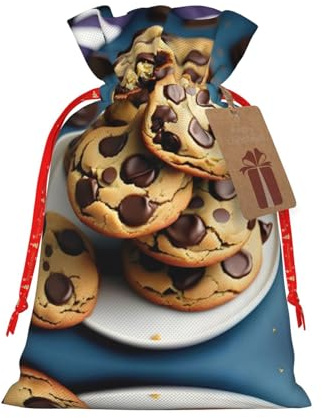 Festive Gift Bags Set â€“ Reusable Packaging for Christmas, Birthdays, and Parties - Decorative Gift Pouches Cookies Food Chocolate Chips Biscuits