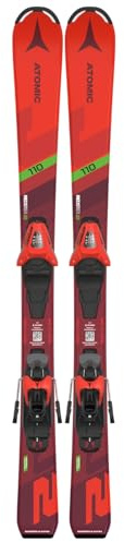 ATOMIC PM REDSTER J2 120 skidor – barnskidor i rött – skidor för barn 5–8 år – barnskidor i storlek 120 cm – skidor för barn inklusive bindning med förinställning – röd skidor med C 5 GW-bindning