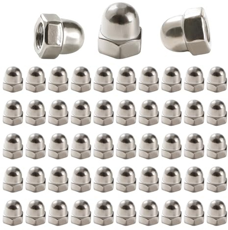 Lyeteung 50 PCS M4 Stainless Steel Cap Nuts, Domed Head Top Hex Nuts, Acorn Decorative Hex Cap Nuts, for Screws, Bolts