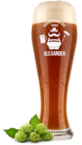 polar-effekt Bicchiere di grano da 0,5 litri con incisione personalizzata, bicchiere da birra bianco con nome come Greschenk – regalo da uomo per compleanno – bicchiere per birra bianca