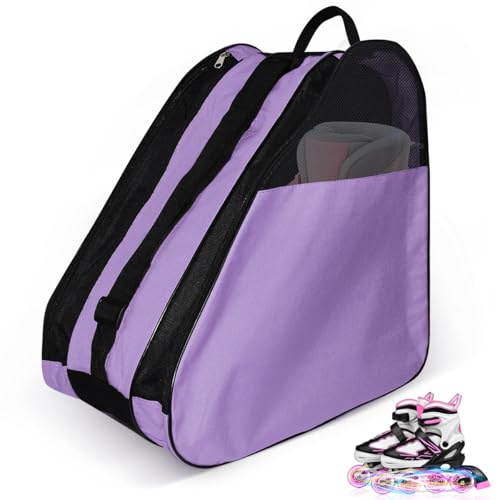 VGECEE Bolsa para Patines En Linea Bolsa para Patinete Infantil Bolsa para Patines Niña Mochila para Patines de 4 Ruedas y Casco para Patines Casco Protecciones, 3 Compartimentos, Correa Ajustable