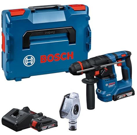 Bosch Professional 18V System perforateur sans-fil GBH 18V-18 X (mandrin ONECHUCK, 2 batteries 18V 2,0Ah, GAL 18V-40, GDE 24)