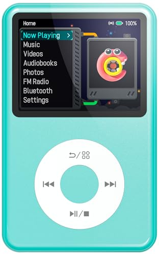 Innioasis Y1 64GB MP3 Player - Zeitlose Klasse: Touch Wheel-Steuerung, Bluetooth, Video-Player, Hörbücher, FM-Radio, Kinder Musikplayer（blau）