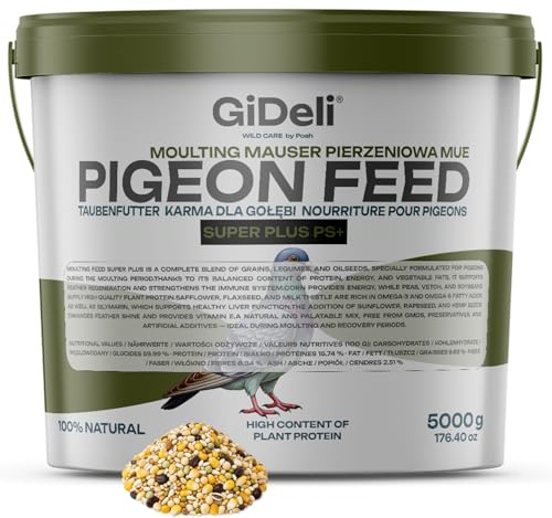 GiDeli Pienso para palomas, 5 kg, mezcla de alta calidad, rica en proteínas, con semillas oleaginosas y cereales, granos equilibrados para la cría y el deporte