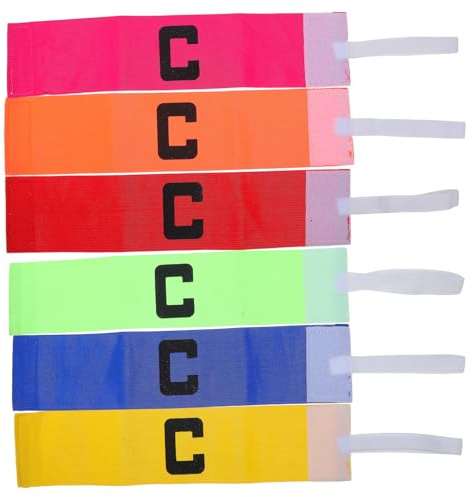 WESIEVYA Brazaletes de Capitán de Fútbol Elásticos Ajustables 6 Piezas Multicolor para Entrenamiento y Partidos, Banda de Capitán Deportiva Unisex Resistente Intemperie, Accesorios