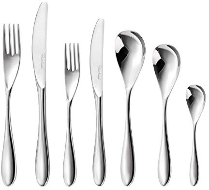 Robert Welch Bourton Bright, 42 Piece Cutlery Set for 6 People. Made from Stainless Steel. Dishwasher Safe.