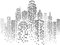 Craft Kreatively Wolkenkratzer-Schablone wiederverwendbare Schablone/Vorlage, Motiv: Skyline, Stadt, Gebude, Wand Gre S Schwarz