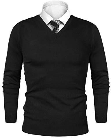 iClosam Suéter Hombre Invierno de Punto Grueso Jersey Clásico con Cuello en V y Manga Larga Estilo Casual Moderno para Otoño e Invierno