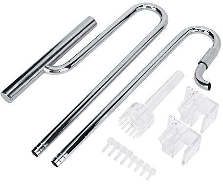 Taidda Inflow Outflow Pipe, Exquisite Stainless Steel Aquarium Plant Inflow Outflow Surface Oil-film Skimmer Filter Pipe with the Fixed Bracket 16MM