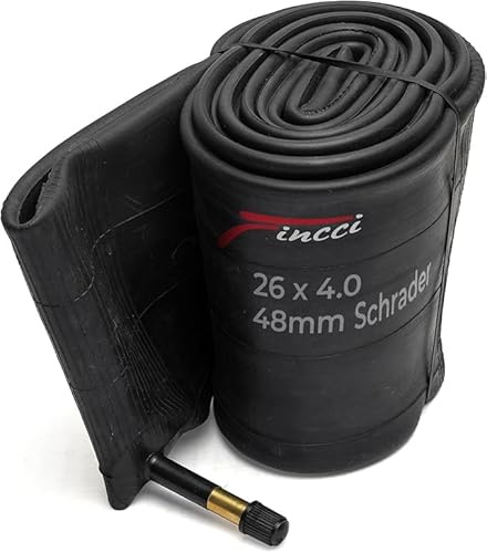 Fincci Fat Bike Inner Tube 26 x 4.0 - Inner Tube 100-559 mm with 48mm Schrader Valve for Fat Tire and Mountain, Electric & Road Bicycles - Suitable for Sand, Snow, Dirt & Trail Use