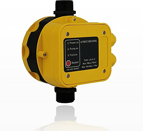 ZYIY Automatischer Elektronischer Druckschalter 1.1kw230V Wasserpumpe Druckschalter Controller,Steuerschalter mit 0-10bar,Durchflusssensorschalter,Elektronische regler,Ein und Ausschalten Home Zubehör