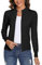 Aottori Damen Langarm Stehkragen Strickjacke Pullover Cardigan mit Reißverschluss Sweatshirt Casual Einfarbig Strickmantel Schwarz XL