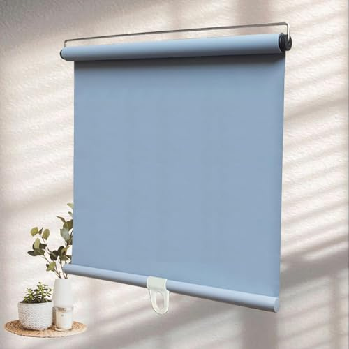 Cortina Opaca Portatil para Ventanas,Cortina Retráctil para Balcones,Persianas De Ventanas Temporales Ligero,con Ventosas,32cm 50cm 65cm 90cm 120cm 145cm Ancho,Grey-70x150cm(27.5x59in)
