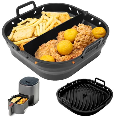 Riisoyu Stampo in silicone per friggitrici ad aria calda, Airfryer Accessori Friggitrice da forno con divisori per friggitrice ad aria calda COSORI 5.5L XXL/Ninja Speedi 5.7L Cecotec/Tefal