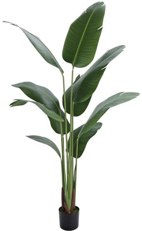 Makamsui 5.2FT Bird of Paradise Artificial Plant, Artificial Banana Tree, Faux Tropical Banana Floor Plant with Pot, Tall Artificial Plants Indoor for Home Office Living Room Decor Green