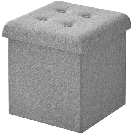 WOLTU Sitzhocker mit Stauraum, Faltbarer Hocker mit Deckel, Fußhocker Falthocker Sitzwürfel Aufbewahrungshocker, für Wohnzimmer Schlafzimmer, 30x30x30 cm, Hellgrau