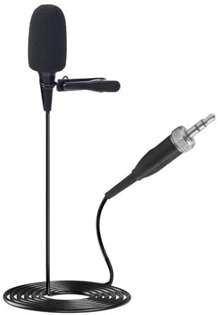 JTLAU Lavalier Microphone, Cardioid Condenser Clip On Microphone, Lapel Microphone Compatible with Sennheiser Microphone Wireless System, 3.5mm Screw Lock Plug, Ideal for Lectures, Theatre, Actors