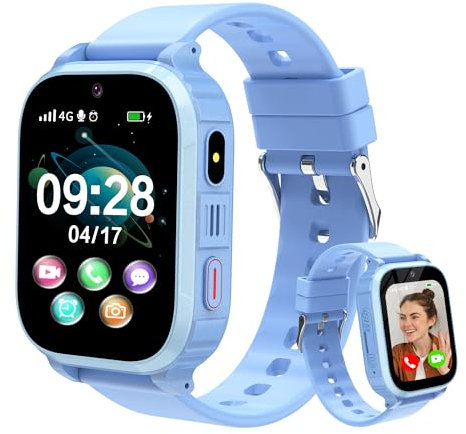 YEDASAH 4G Smartwatch Kinder mit GPS und Telefon, Videoanruf, Stoppuhr, Kamera, SOS,Kinder Smartwatch mit IP68 Wasserdicht Spiel, Taschenlampe, Taschenrechner, Wecker
