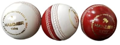 Hammer Core Junior Cricket Ball - Red/White 4 3/4 Oz Junior Size (Pack of 1)