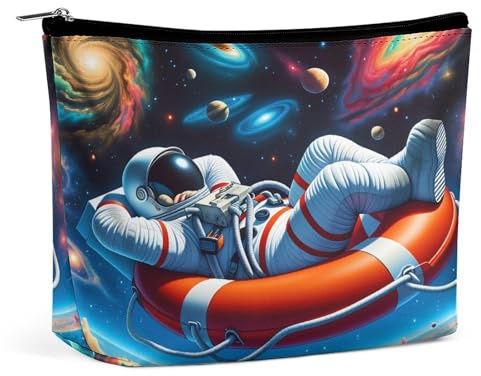 TAEIZLO The Astronaut Is Lying on A Lifebuoy Makeup Bag For Purse, Bags For Women With Zipper Travel Toiletry Pouch Makeup Bags Makeup Organizers Purse For Toiletries Cosmetics