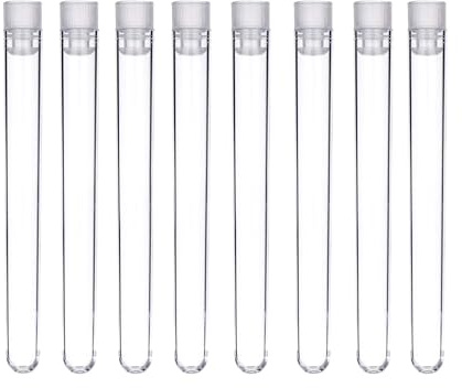 We Can Source It Ltd – Clear Plastic Test Tubes 16mm with Leakproof Lids – Durable Polystyrene Tubes for Weddings & Events – Reusable Drink Tube for Fun & Creative Presentation - Pack of 50