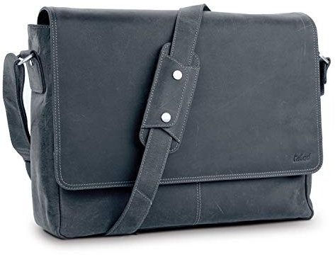 TALED Umhängetasche Leder für Herren Damen - Echtleder Laptoptasche 15.6 Zoll, Leder Aktentasche Messenger Bag, Vintage Ledertasche mit Schultergurt, Herrentasche Schultertasche, Nature Anthrazit