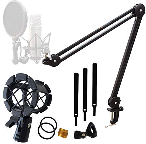 keepdrum MS138 Mikrofonarm-Stativ Gelenkarm + PCMH1 Shockmount Mikrofon-Spinne