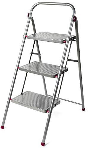 Kleeneze KL068514EU Escalera Plegable con 3 Peldaños, 105 cm, Fácil De Plegar, Gancho De Seguridad, Antiadherrente Capacidad De 150 kg, Diseño Ergonómico, Ligero, Bastidor Resistente Y Sólido
