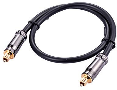 Cables Direct Online 1M Premium Toslink Optical Audio Cable High Fidelity Digital Fiber Optic Cord for Home Theater, Sound Bar, Gaming Consoles Durable Nylon Braided Design Gold-Plated Connectors