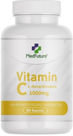 Vitamin C 1000 mg – Hochdosiert – 60 Kapseln – Ohne Zusatzstoffe – Vitamin C Kapseln für das Immunsystem – Laborgeprüft – Made in EU