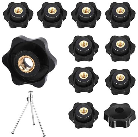 Écrou à Poignée étoile, Bouton de Serrage à Filetage Interne 12 Pièces, Boutons Star M8, écrou Moleté 40 Millimètres, Bouton de Serrage à tête étoile en Plastique, pour Mécanique, Industriel, Noir