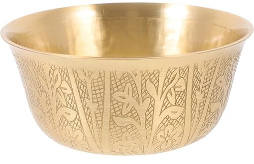 Cabilock Golden Copper Bowl for Worship and Home Decor - Smooth Edge, Polished Finish, Ideal for Buddhist Temple Offerings and Feng Shui