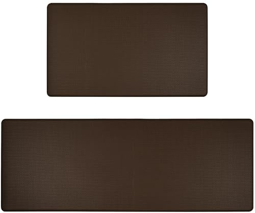 LUA VIKA Teppich Küche 2 Stück – Küchenteppich Waschbar rutschfest Anti-Müdigkeit – Stilvoller Küchenläufer Waschbar für Saubere Böden – Perfekter Läufer Küche - 44x75 + 44x120 cm, Braun