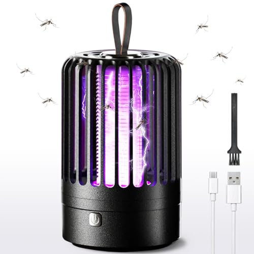 Mückenvernichter-Lampe, elektrischer Mückenvernichter, wiederaufladbarer Fliegenvernichter, tragbarer Insektenvernichter mit Nachtlicht, lockt fliegende Insekten an für Camping im Innen Außenbereich