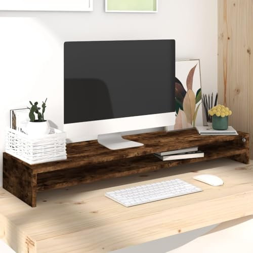 SKM Soporte Monitor Madera contrachapada Roble Ahumado 100x24x13 cm,Electrónica,Vídeo,Accesorios de vídeo,Accesorios y Piezas para televisores,Soportes para monitores y televisor,Marrón,815291