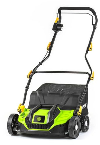 Escarificador y rastrillo eléctrico 2 en 1, 1300 W, Ancho de Corte de 320 mm, depósito de 40 L, Mango Ajustable, Profundidad de Corte de -12 a +10 mm, 2 Cilindros Intercambiables