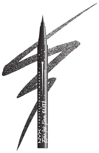 NYX Professional Makeup Epic Ink Jeans Glitz Liquid Eyeliner, Long-Lasting Waterproof Eyeliner With Glitter, Easy to Use, 1 Swipe Glitter Liner, Shade: Graphite Glitz