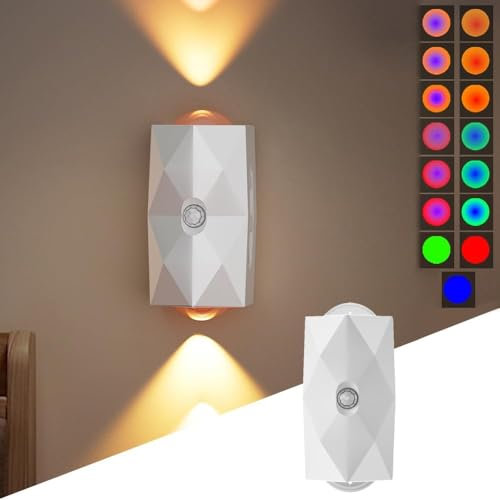 Applique da Parete Interno, Lampada da Parete con Sensore di Movimento, Luci LED Camera Plafoniere da Muro Ricaricabile, Luce Notturna Illuminazione per Camera da Letto Soggiorno Corridoio Scale