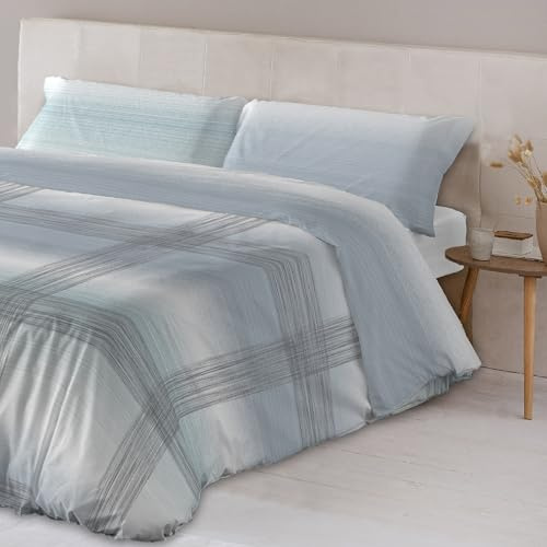 LEBENGOOD Juego de Funda Nórdica 50% Algodón para Cama 180x190/200 con 2 Funda Almohada y 1 Funda de Edredón Colcha Sábana. Juego de Ropa Cama (F.Devoke Azul 180)
