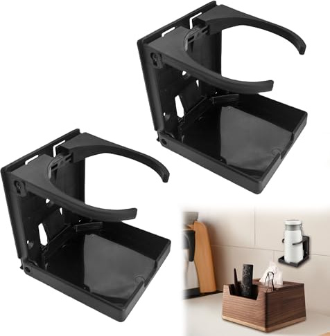 2Pcs Adjustable Folding Drink Holders Car Cup Holder Folding Wall Car Desk Cup Holder For Trucks Adjustable Folding Cup Bottle Cans Holder Expander For Trucks RVs Vans Boats Campers Etc