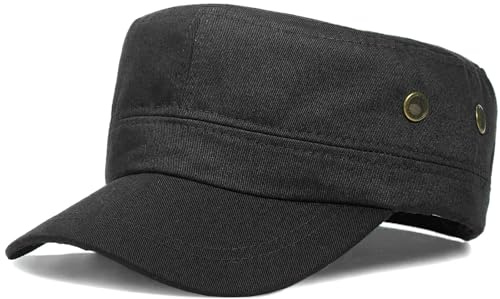 LXOrdora Unisex Classic Cadet Army Hat Flat Top Baseball Cap Adjustable Military Hats Black