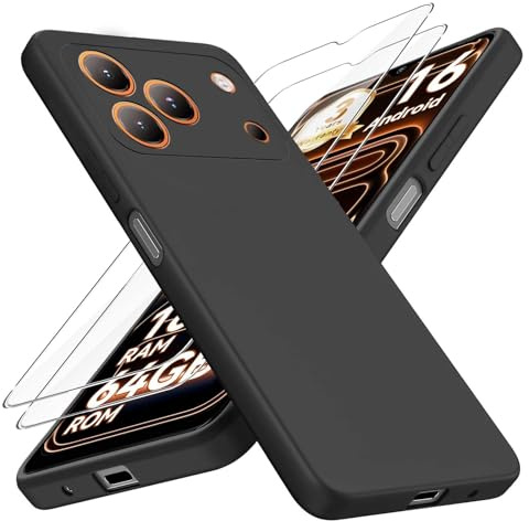Chenvovoay Black Case for Blackview Wave 7C with 2 Pack Screen Protector | Cover and 2x Tempered Glass, Slim Fit Soft TPU Shockproof Anti-Scratch Bumper Phone Case