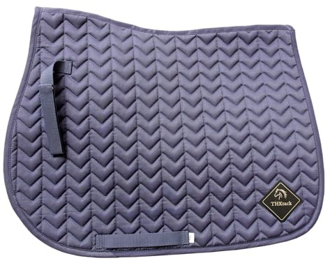 THKtack All Purpose Horse Saddle Pad | Cob - Full | Grey | Wave Quilted | GP Saddle Cloth & Numnah | Breathable Mesh Lining | Shock Absorbing Foam | Schooling & Everyday Riding