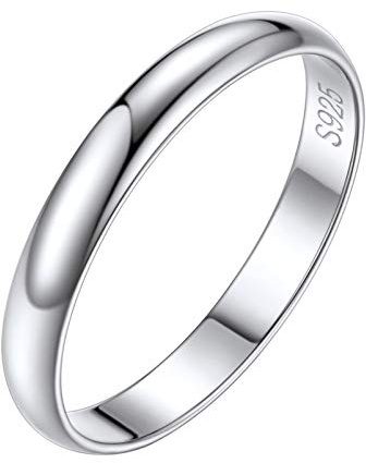 Silvora Anillo Plata Mujer Compromiso Banda Lisa 3mm Plata 925 Apilable