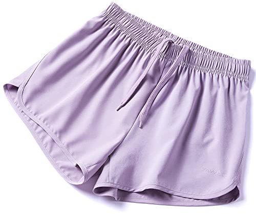 YAWHO Damen Laufshorts Sporthose Kurz Laufhose Trainingsshorts Sweatshorts Sport Kurze Jogginghose Sportshorts Schnelltrocknend Atmungsaktiv (80877 Violet, L)