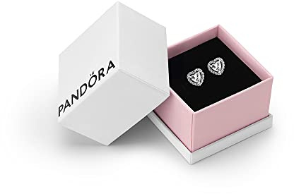 Pandora Timeless Women's Sterling Silver Elevated Heart Cubic Zirconia Stud Earrings, With Gift Box