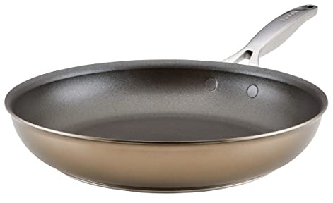 Anolon Ascend Hard Anodized Nonstick Frying Pan/Skillet - Good for All Stovetops (Gas, Glass Top, Electric & Induction), Dishwasher & Oven Safe with Stainless Steel Handle, 12 Inch - Bronze