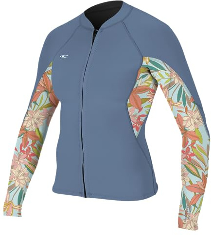 O'Neill Wetsuits Women's Bahia 1/.5mm Full Zip Jacket, Infinity/Dahlia, 4