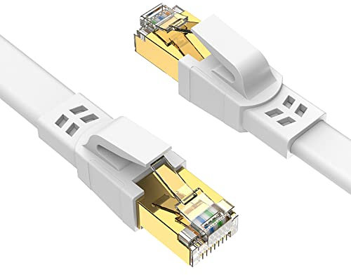 Ercielook Cat 8 Cable Ethernet 2x 0,15M cable LAN blindado profesional con conector RJ45, de alta velocidad de 40 Gbps y 2000Mhz Cat8 cable de red para router/juegos/módem