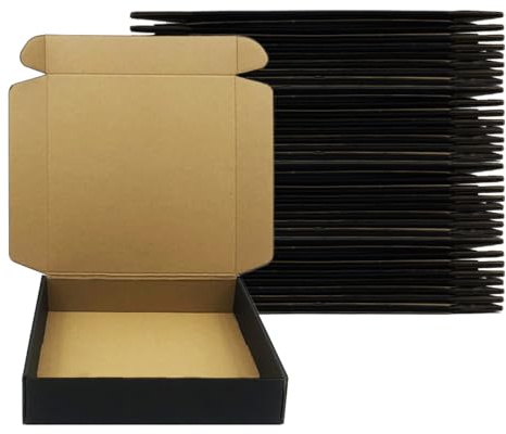 Livejun 24 Pack 10 x 10x 2 Inches Shipping Boxes，Black 3 Layers Corrugated Cardboard Box, Mailer Boxes for Packaging Small Business Mailing Gifts Digest Giving Products Wrap Boxes (10''x10''x2'')